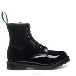 Femme 420d307solovair Botte Derby Noire Vernie Végane à 8 œillets